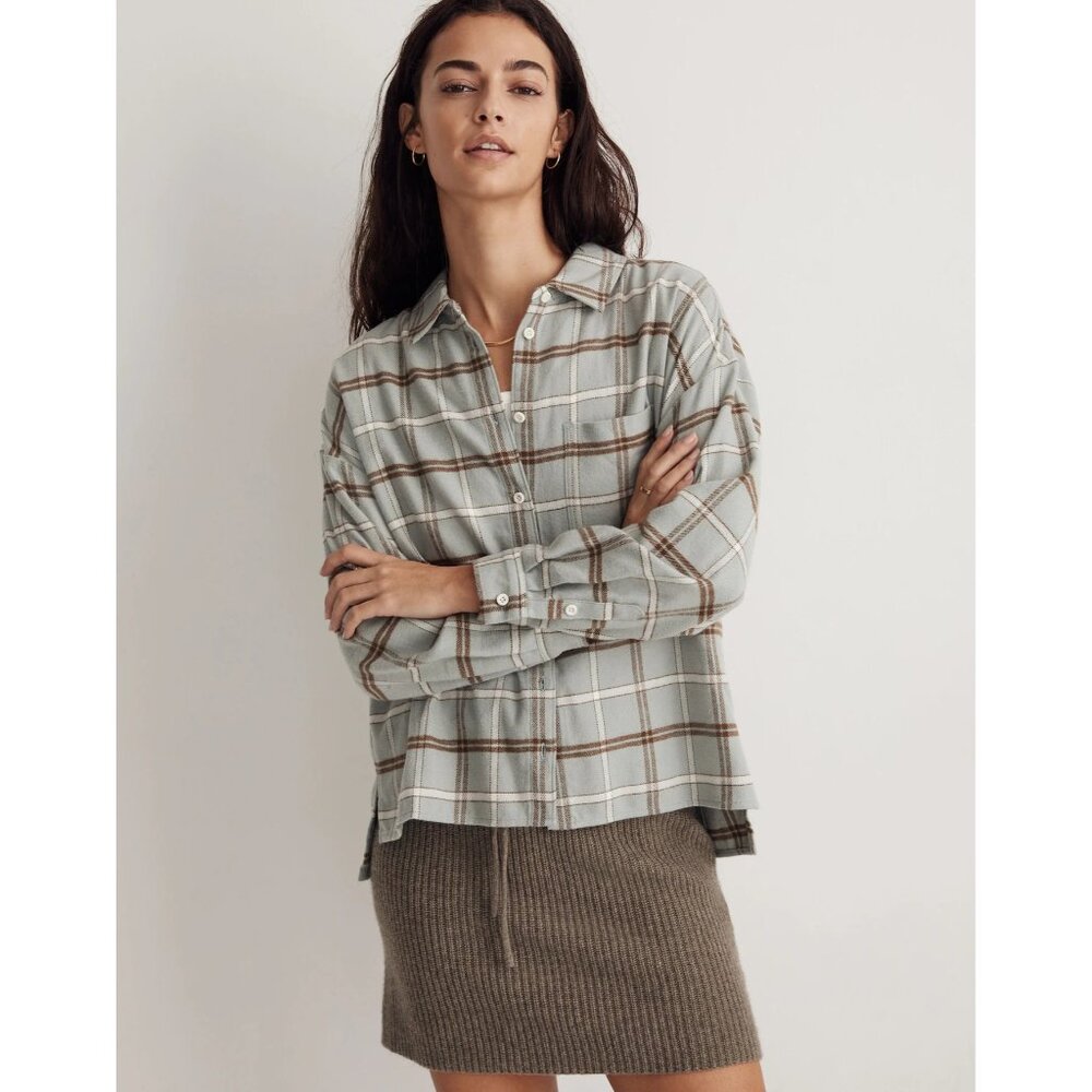 Madewell Womens Plaid Flannel Long-Sleeve Boxy Shirt S